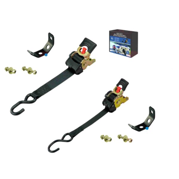 Image of Burquip's bolt-on retractable ratchet strap.