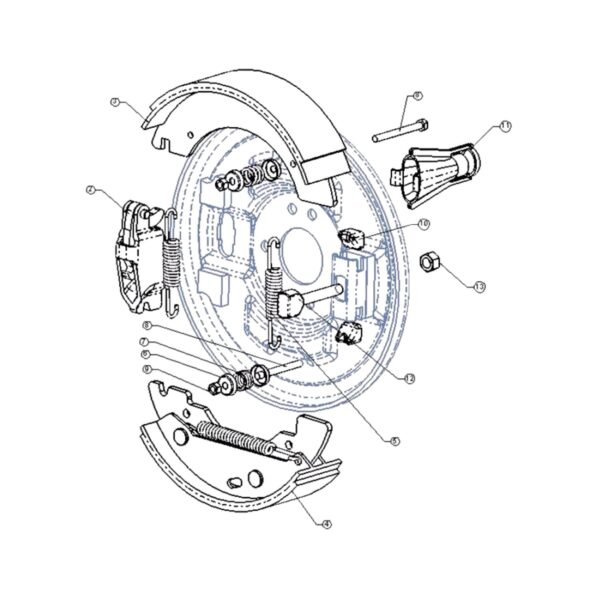Exploded image of Burquip's BG305 backing plate.