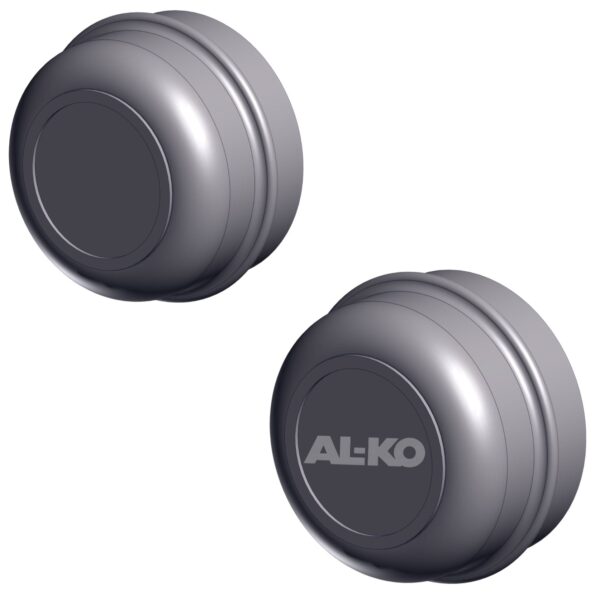 Image of AL-KO's 50mm grease caps. Blank and with logo.