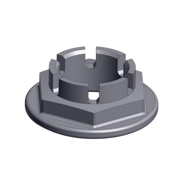 Image of Burquip's M45 castle nut for 80mm axles.