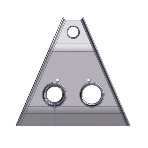 Front image of Burquip's hanger middle overslung 76mm.