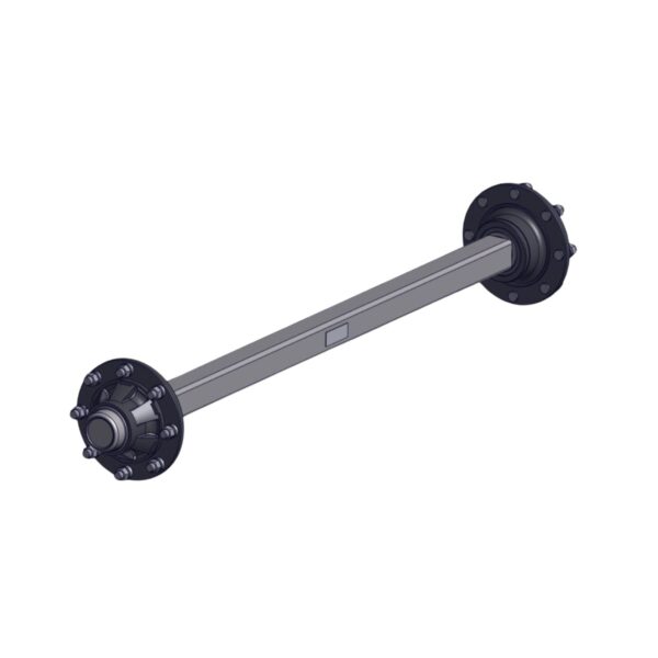 Image of Burquip's unbraked 80mm axle, 1,800mm length, 8/275 PCD.