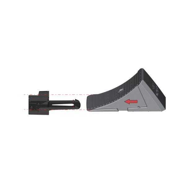 Image of AL-KO's example of how the wheel chock bracket works.